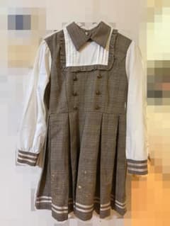 クラシカル チェック柄ワンピース ケープ 帽子 3点セットのサムネイル