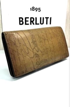 良品 Berluti ベルルッティ カリグラフィ レザー 二つ折り 長財布