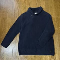 ZARAキッズネイビー リブ編み ニットセーター ハイネック140のサムネイル