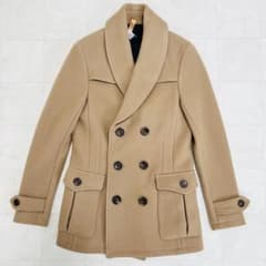 AKMエーケーエム ダブルブレストメルトンコート Pコート ベージュ