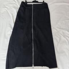 ZARA フロントジップ ロングタイトスカート ブラックのサムネイル