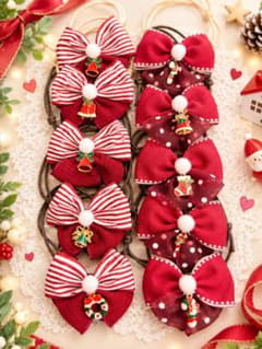 ペット用トリミングチョーカー リボン　クリスマス 10個セットのサムネイル