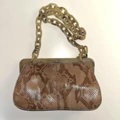 PRADA プラダ パイソンレザー ハンドバッグ がま口 チェーン　ベージュ系のサムネイル