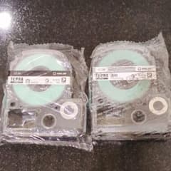 テプラ9mm 透明＆白 黒文字のサムネイル