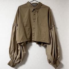 古着　リメイク　ショート丈　シャツ　ベージュのサムネイル