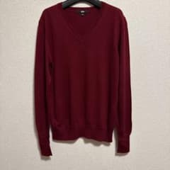 UNIQLO Vネックセーター 長袖 ボルドー L - 5