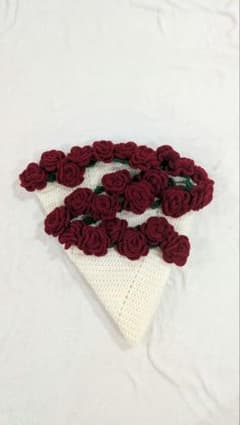 【花束ブランケット】薔薇　ワインレッド - 3