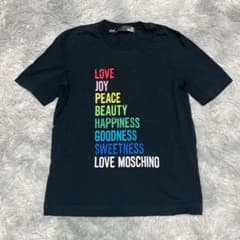 ラブモスキーノ レインボー英字ロゴ Tシャツ 黒 マルチカラー