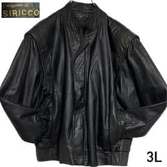 大きいサイズ【SIRICCO】リアルレザーシングルライダースジャケット 黒 