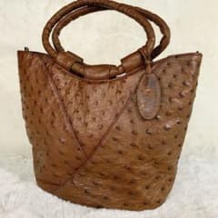 素材保証 IBIZA オーストリッチ トートバッグ キャメルブラウン 極美品