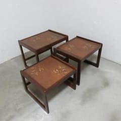 イギリス ビンテージ 家具 ネストテーブル タイルトップ 英国 6170e