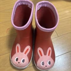 16cm MIKI HOUSE 키즈 레인 부츠 토끼 레드