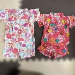 ベビー甚平 2点セット 80cm 花火柄 うさぎ柄　80cmのサムネイル