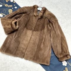 パステルミンク　ミンクコート　毛皮　リアルファー　ライトブラウン　柔らか SAGA MINK パステルミンク 本毛皮 ブラウン リアルファーコート F