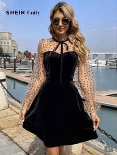 SHEIN Unity フリル ハート メッシュ ドレスのサムネイル