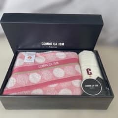 COMME CA ISM バスタオル・フェイスタオルセット ピンク 水玉のサムネイル