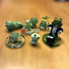 カエルのガラス細工 ミニチュアフィギュア 7点セットのサムネイル