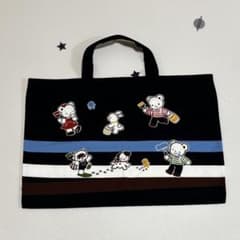 【美品】ファミリア　レッスンバック　ネイビー×ベージュのサムネイル