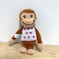 おさるのジョージ ぬいぐるみ マスコット カラフルエプロン　ハート