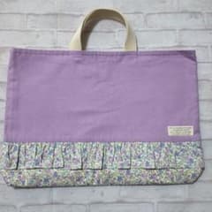 レッスンバッグ パープル 花柄 フリル 入園入学 - メルカリ
