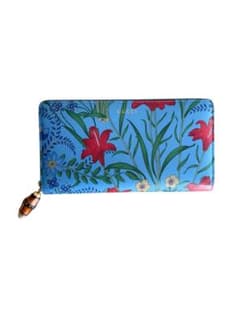 GUCCI グッチ フローラ ブルームス 長財布 花柄 ブルー バンブー 