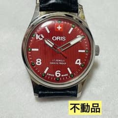 ORIS 手巻き 腕時計 アンティーク ヴィンテージ レッドベルト ジャンク品】ORIS腕時計 ヴィンテージ 機械式手巻き レッド スイス製