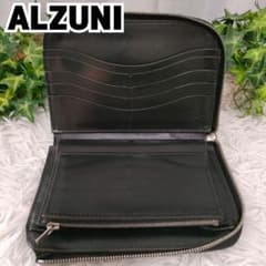 ALZUNI 二つ折り財布 ブラック レザー アルズニ 財布 黒 革 牛革