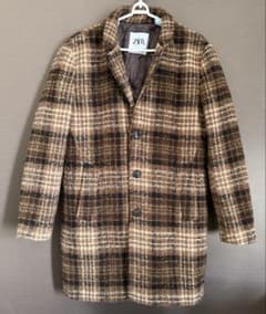ZARA チェスターコート ブラウン系チェックのサムネイル