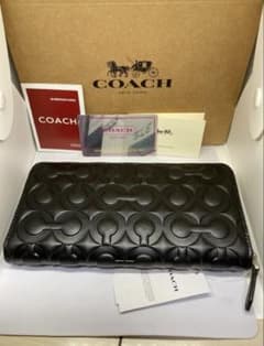 COACH コーチ F60735 長財布 エンボス　レザー　ブラック COACH コーチ F60735 長財布 エンボス レザー ブラック - メルカリ