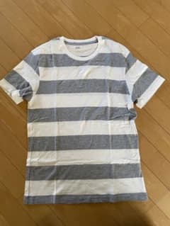 ユニクロ　メンズ　ボーダーTシャツ　グレーのサムネイル