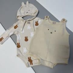 【プティマイン】3点セット＊ミッフィー＊ロンパース&ボンネット&ニットサロペットのサムネイル