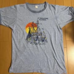 70s USA製　シングルステッチ　リンガーTシャツ　丸胴　FLORIDAのサムネイル