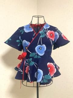 着物リメイク※山本寛斎※藍本染※新品反物※ブラウス※ペプラム※M - メルカリ