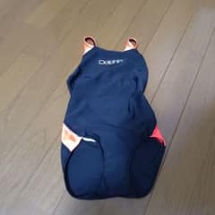 Dolphin Swimsuit, Crossback, Black/Orange, 100cm