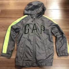 【中古】GAP フード付きウィンドブレーカー グレー ネオンイエロー 130cmのサムネイル