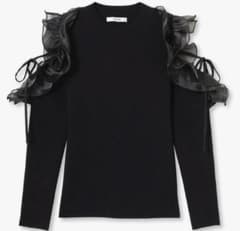 SNIDEL プリーツフリルニットプルオーバー　BLACKのサムネイル
