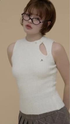 andmary Zoff slit tank white タンクトップ ニット - メルカリ