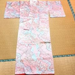 お花見　京都散策　正絹　小紋着物　バタフライ　蝶々　美品　金彩のサムネイル