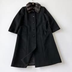 大きいサイズ❤️XL レリアン　ロングコート　ファー　ブラック　13号　LL レリアン カシミヤ100％ファー リス ロングコート xxl 大きい日本製 美