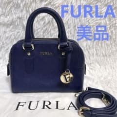 美品 FURLA フルラ ショルダーバッグ ネイビー ミニエレナ 2way - メルカリ