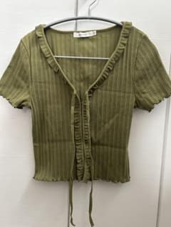 moussy オリーブグリーン 半袖 トップス フリル付きのサムネイル