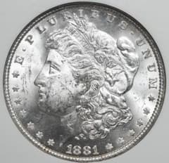 NGC MS63』モルガンダラー銀貨(1881年)S - メルカリ