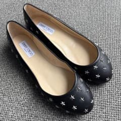 ジミーチュウ JIMMYCHOO 元祖スタースタッズ フラットシューズ 38.5