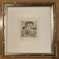山岡康子 angel 銅版画 天使 エンジェル 木製 AP 中古 - メルカリ