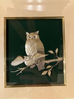 刻印あり)武比古 銀の親子フクロウ - メルカリ