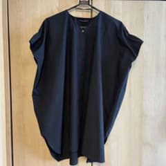 新品タグ付き ミズイロインドVネックワイドチュニックシャツ ネイビー 