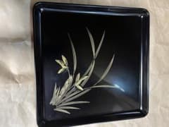 漆器 盆 蒔絵 蘭文様 黒塗 長方形 漆器 盆 蒔絵 蘭文様 黒塗 長方形 - メルカリ