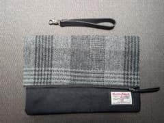 Harris Tweed クラッチバッグ グレー チェックのサムネイル