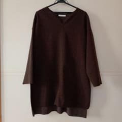 ダークブラウン Vネック 長袖チュニック - メルカリ