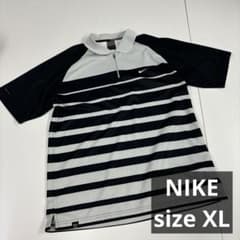 NIKE ポロシャツ　古着　ボーダー　ハーフジップ　XL ラグランスリーブ
